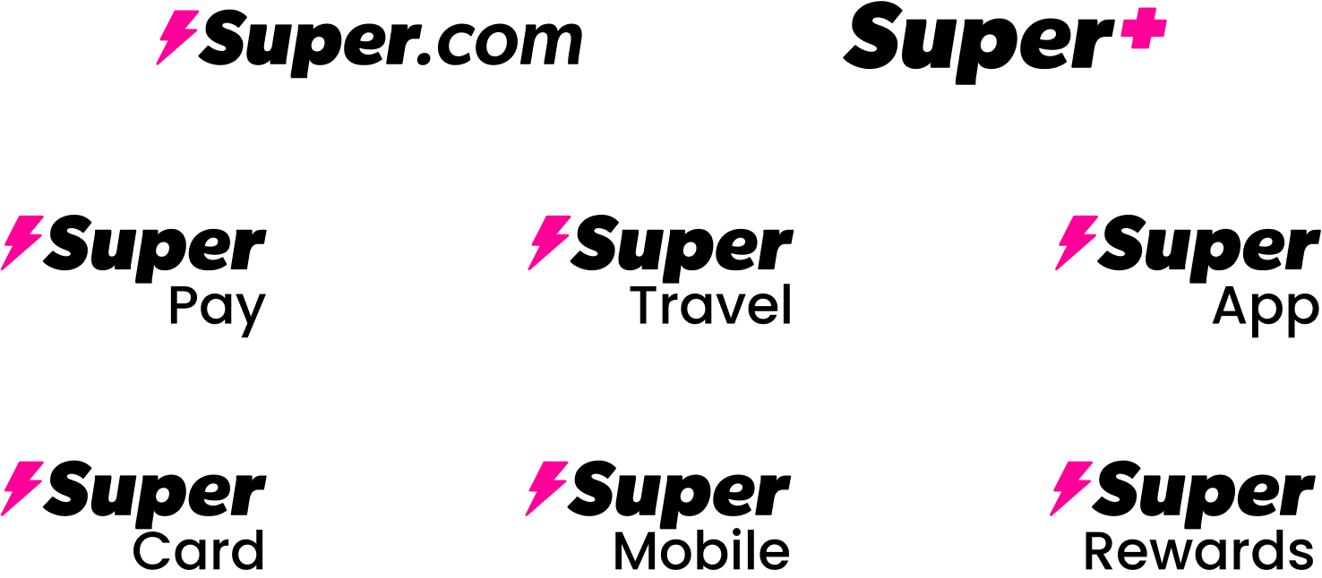 A collection of the different Super.com brands and products