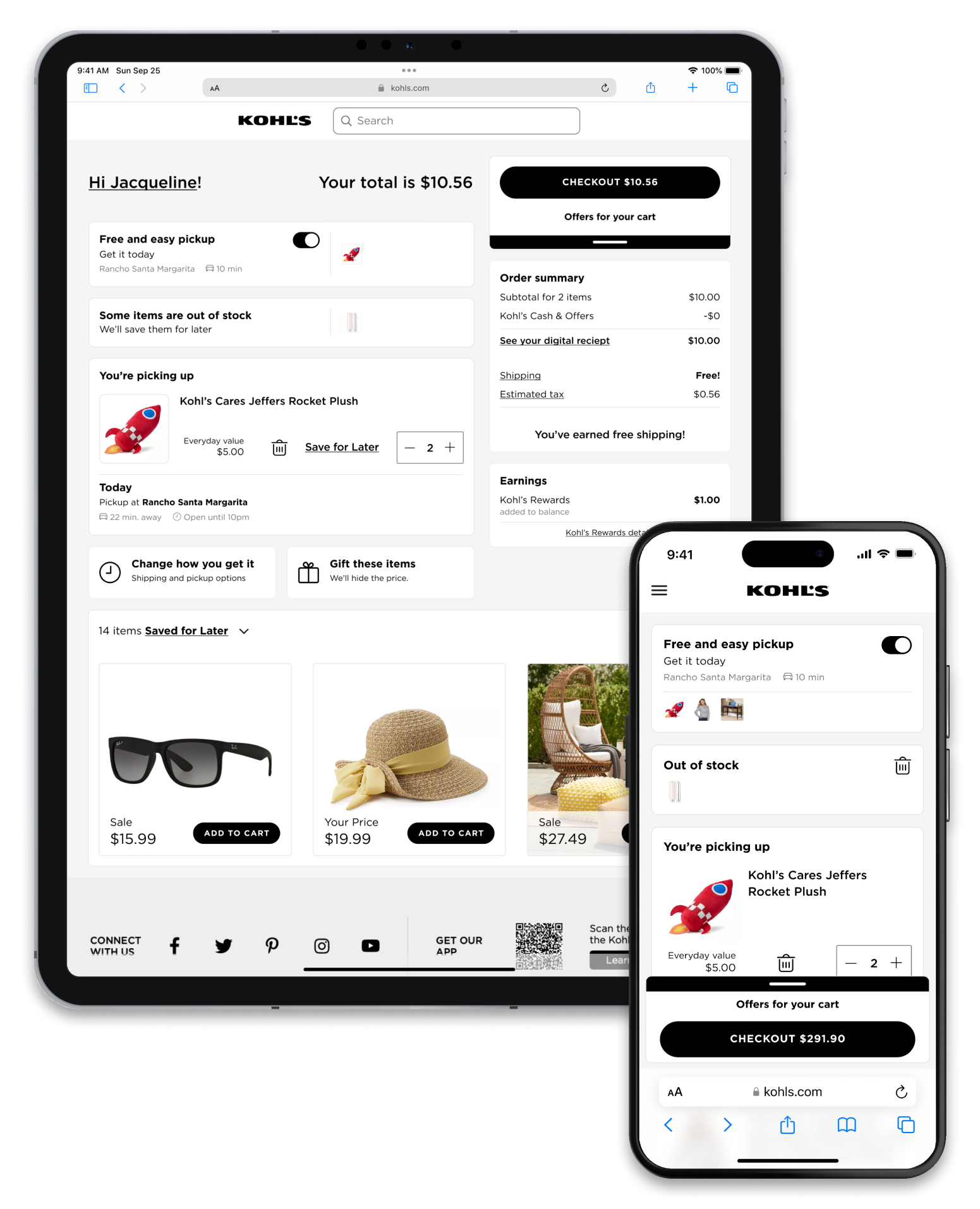 The new Cart and Checkout experience at Kohls.com
