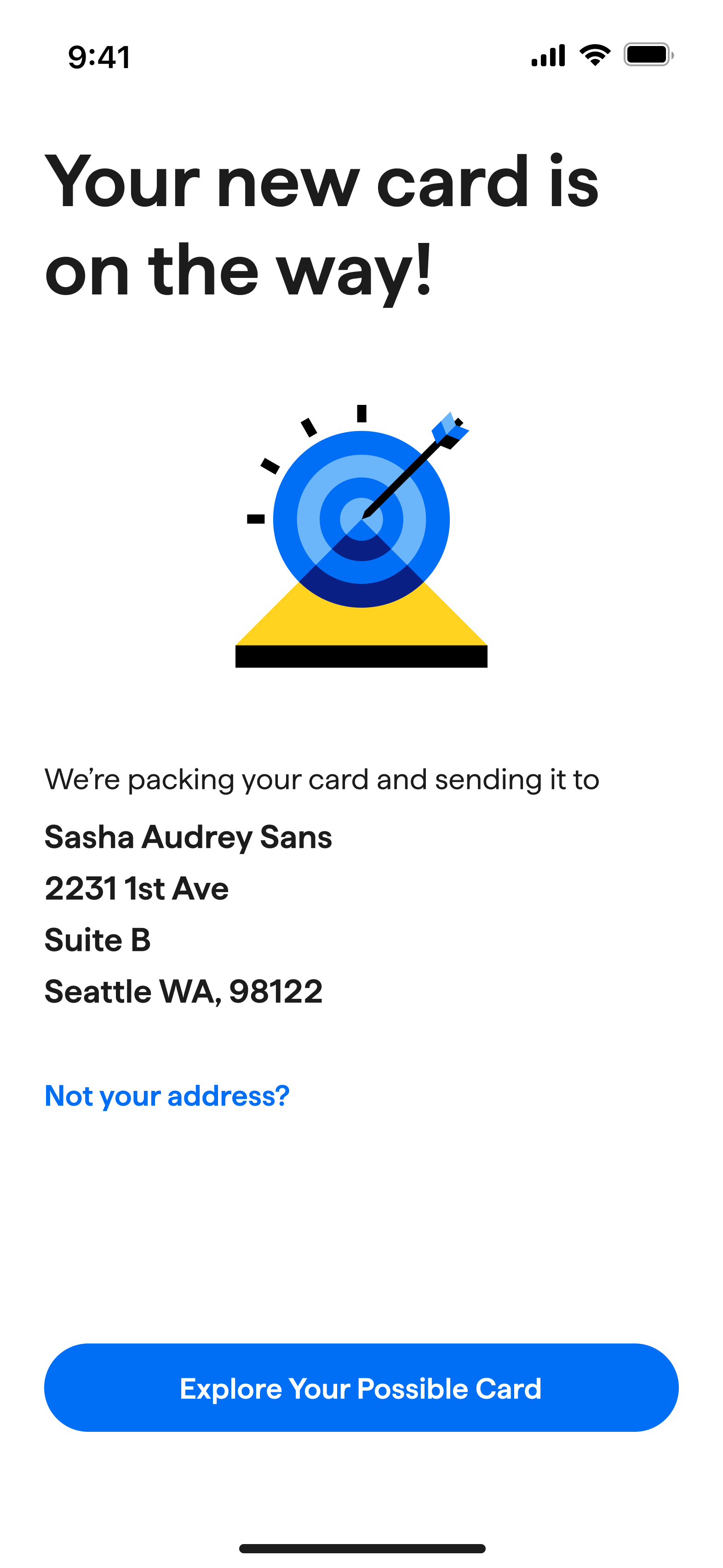 The final screen in the application flow